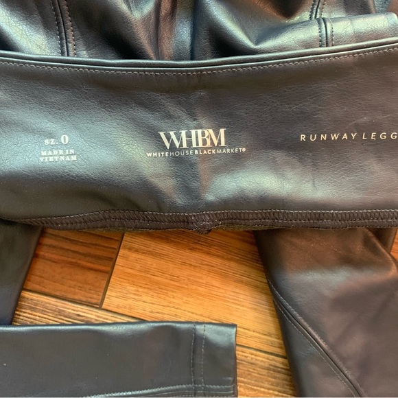 WHBM Vegan Leather Runway Leggings Navy Blue Size 0 Chic Classic Boho Festival - Picture 7 of 15